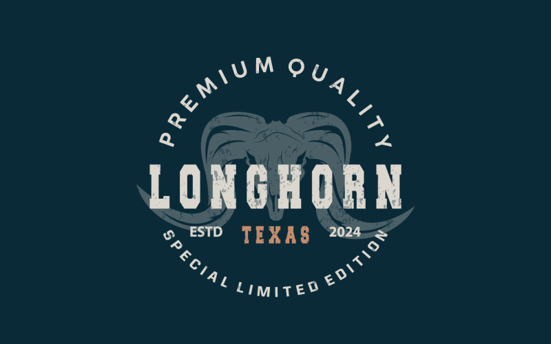 Longhorn Animal Logo Design Vintage V8 Logo Template