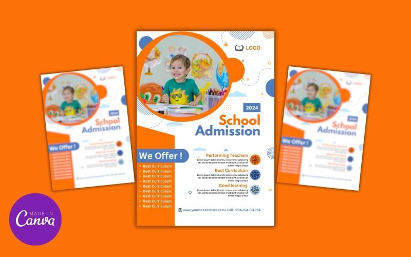 School Admission Flyer Design Template Poster Corporate Identity