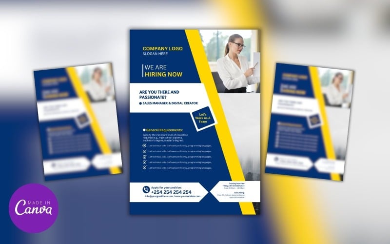 We Are Hiring Now Flyer Design Template Corporate Identity