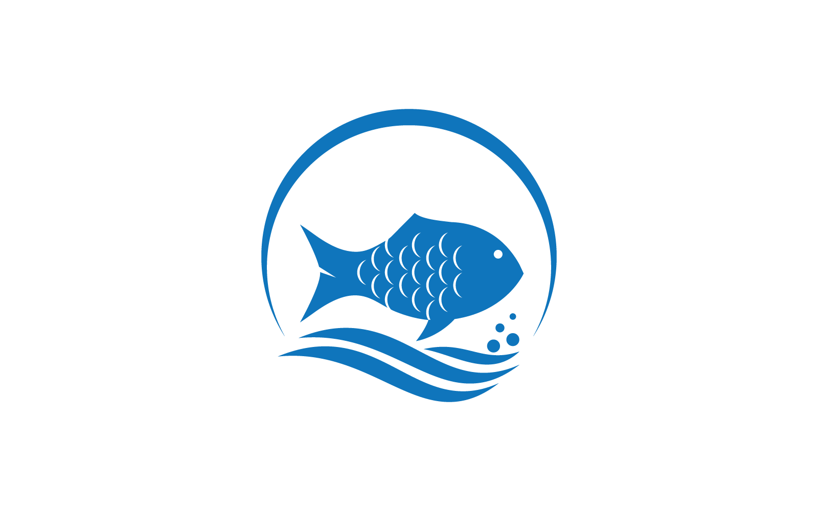 Design piatto con logo illustrazione pesce