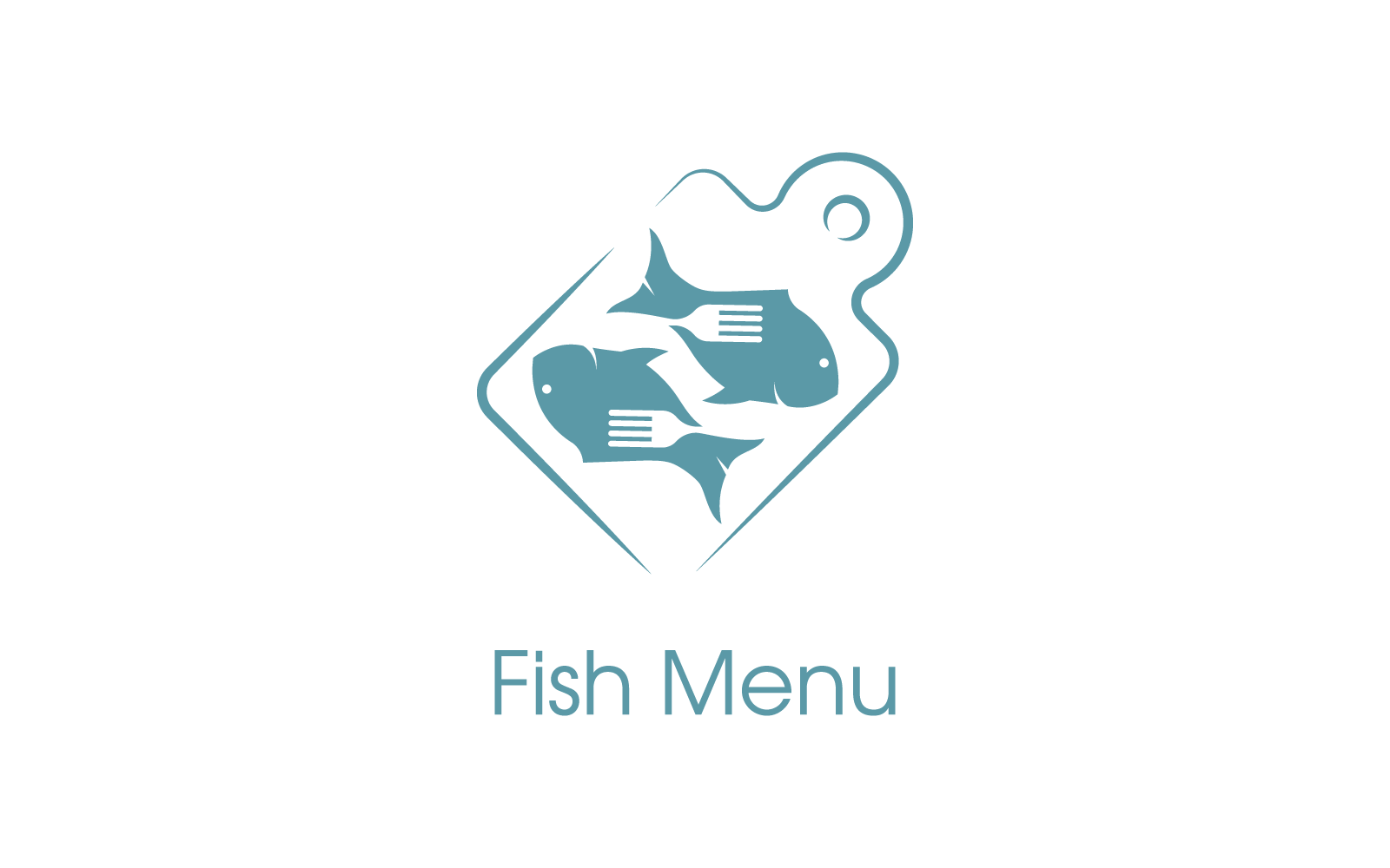 Plantilla de vector de icono de logotipo de ilustración de diseño plano de pescado