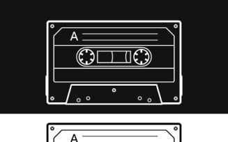 Retro audio cassette tape outline, a vector illustration set