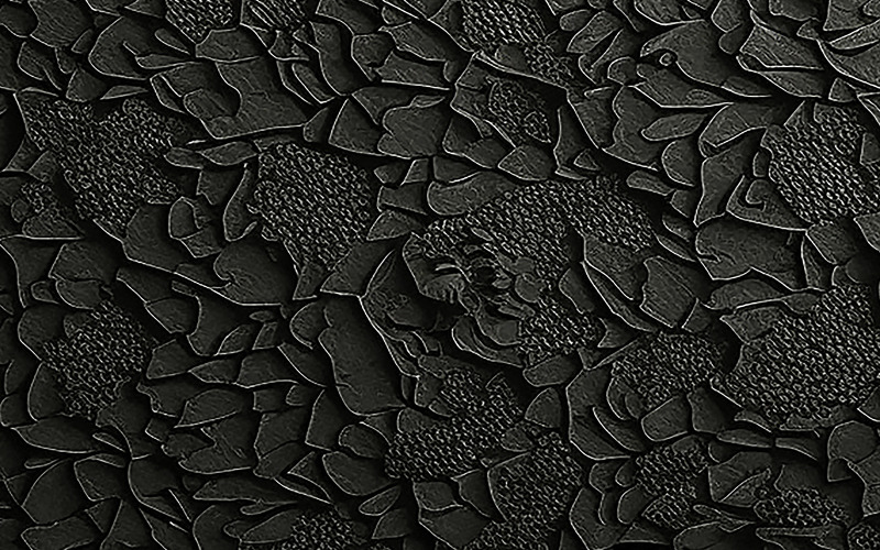 Black stone wall pattern background_leaves art in the wall_abstract stone wall pattern Background