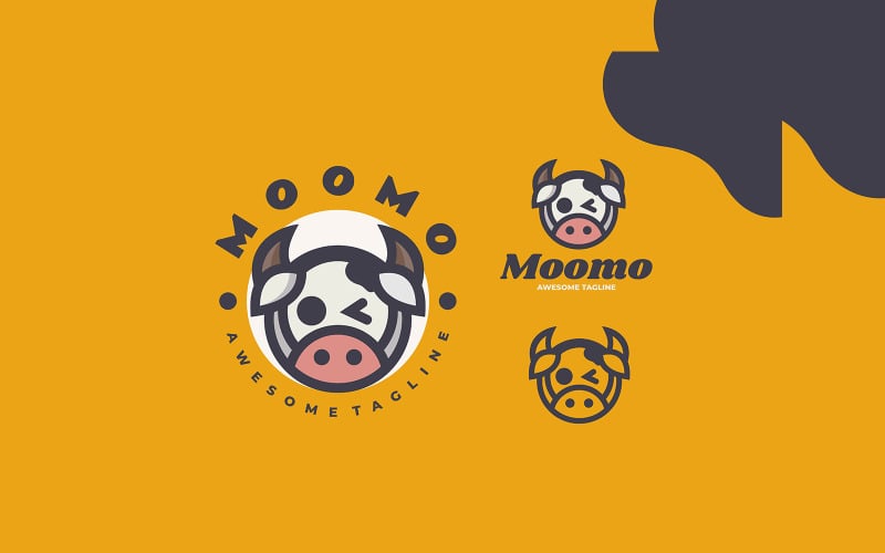 Cow Simple Mascot Logo Style 2 Logo Template