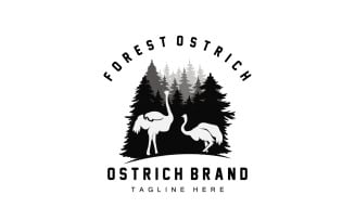 Ostrich Logo Design Desert Animal Illustration V10