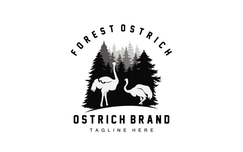 Ostrich Logo Design Desert Animal Illustration V10 Logo Template
