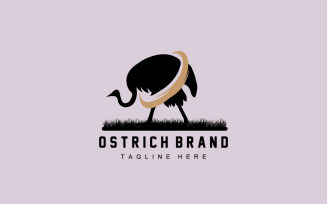 Ostrich Logo Design Desert Animal Illustration V11