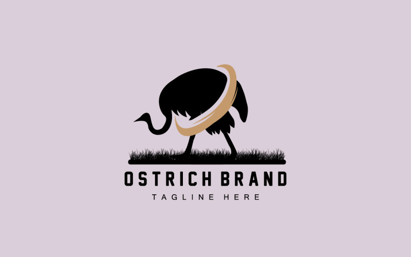 Ostrich Logo Design Desert Animal Illustration V11 Logo Template