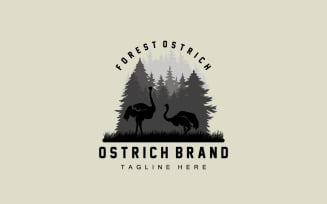 Ostrich Logo Design Desert Animal Illustration V13