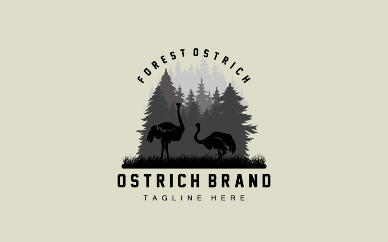 Ostrich Logo Design Desert Animal Illustration V13 Logo Template