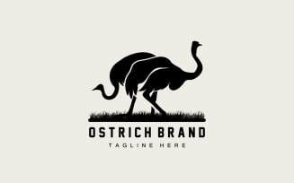 Ostrich Logo Design Desert Animal Illustration V14