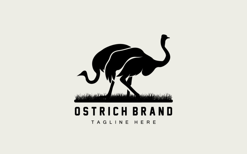Ostrich Logo Design Desert Animal Illustration V14 Logo Template