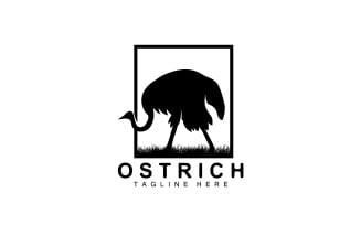 Ostrich Logo Design Desert Animal Illustration V15