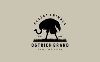 Ostrich Logo Design Desert Animal Illustration V16