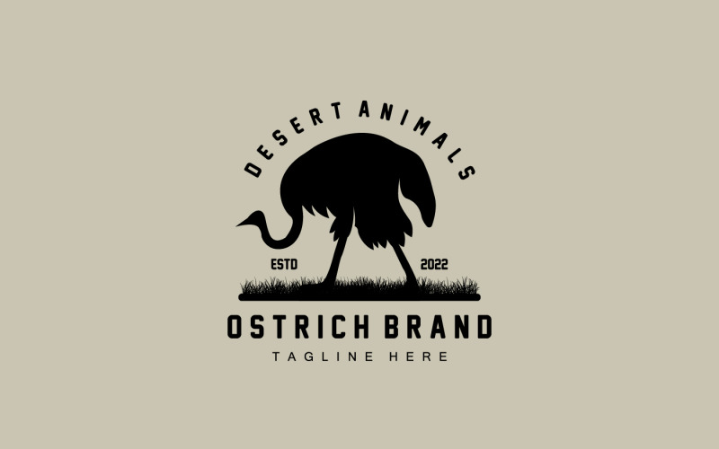Ostrich Logo Design Desert Animal Illustration V16 Logo Template