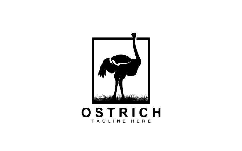 Ostrich Logo Design Desert Animal Illustration V17 Logo Template