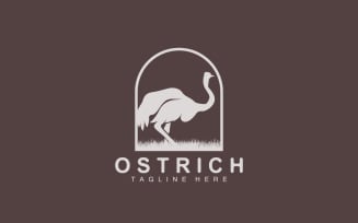 Ostrich Logo Design Desert Animal Illustration V18