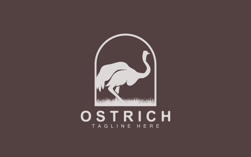 Ostrich Logo Design Desert Animal Illustration V18 Logo Template