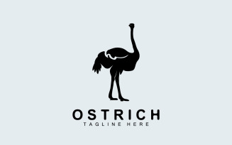 Ostrich Logo Design Desert Animal Illustration V1