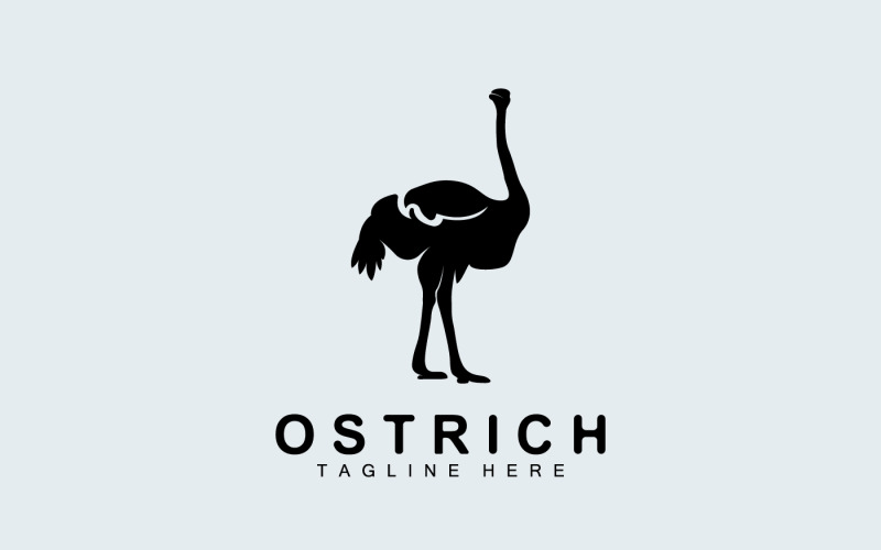 Ostrich Logo Design Desert Animal Illustration V1 Logo Template