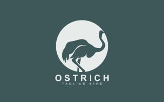 Ostrich Logo Design Desert Animal Illustration V22