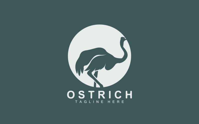 Ostrich Logo Design Desert Animal Illustration V22 Logo Template