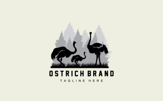 Ostrich Logo Design Desert Animal Illustration V3