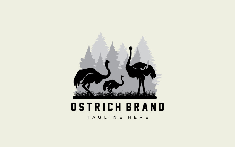 Ostrich Logo Design Desert Animal Illustration V3 Logo Template