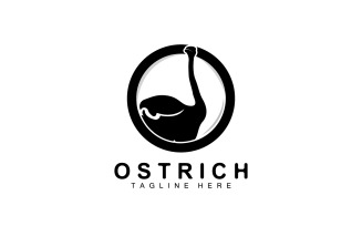 Ostrich Logo Design Desert Animal Illustration V4