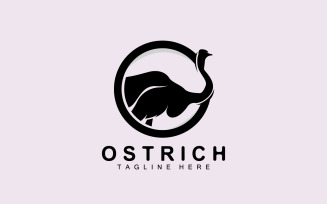Ostrich Logo Design Desert Animal Illustration V5