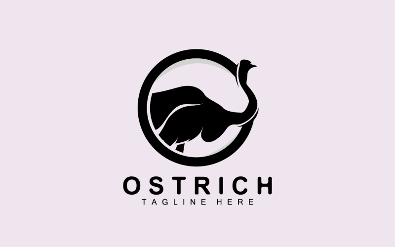 Ostrich Logo Design Desert Animal Illustration V5 Logo Template