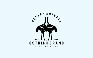 Ostrich Logo Design Desert Animal Illustration V6
