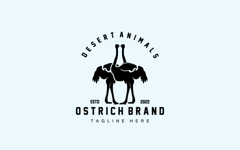 Ostrich Logo Design Desert Animal Illustration V6 Logo Template