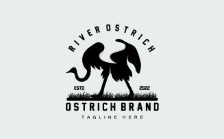 Ostrich Logo Design Desert Animal Illustration V7