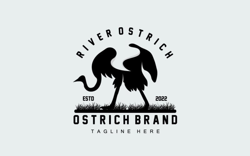 Ostrich Logo Design Desert Animal Illustration V7 Logo Template