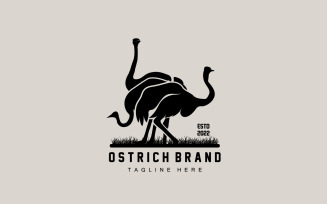 Ostrich Logo Design Desert Animal Illustration V8