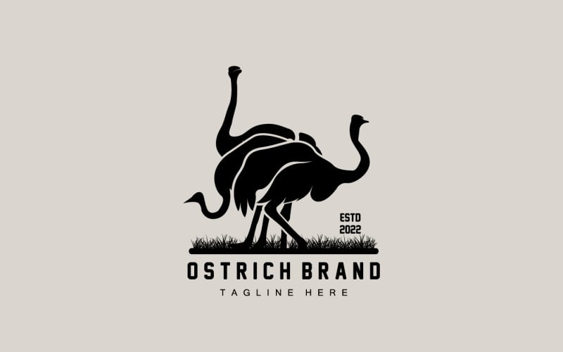 Ostrich Logo Design Desert Animal Illustration V8 Logo Template