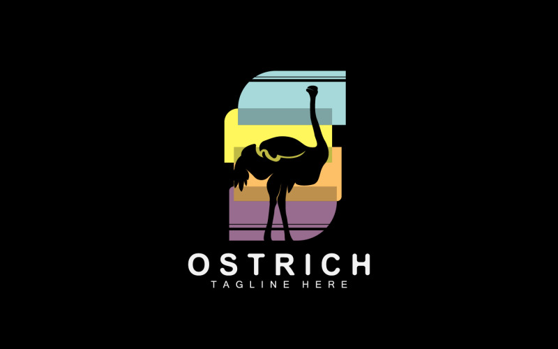 Ostrich Logo Design Desert Animal Illustration V9 Logo Template