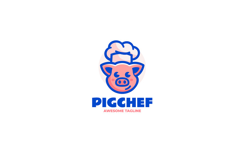 Pig Chef Mascot Cartoon Logo 3 Logo Template