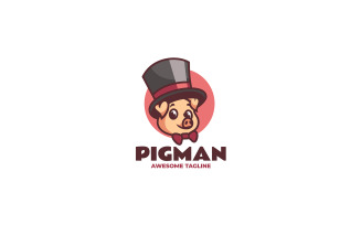 Pig Mascot Cartoon Logo Style 1