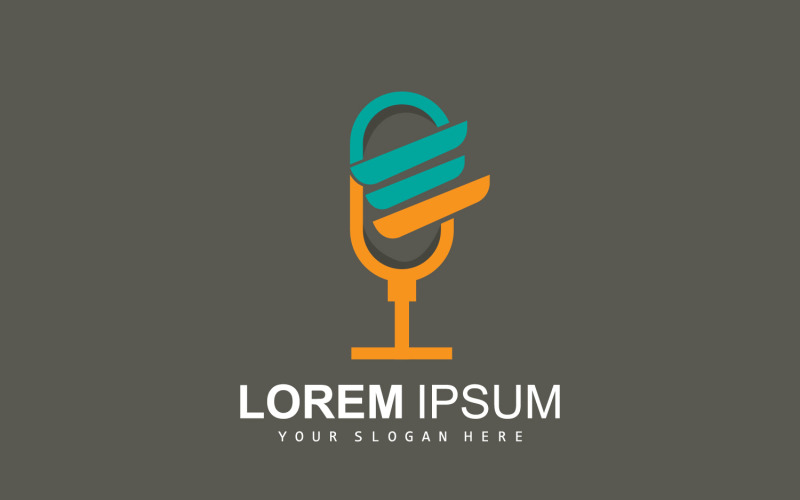 Radio Podcast Logo Microphone IllustrationV3 Logo Template