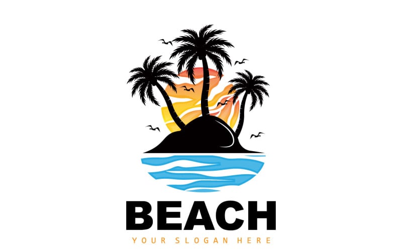 Palm Tree Logo Beach Summer DesignV13 Logo Template