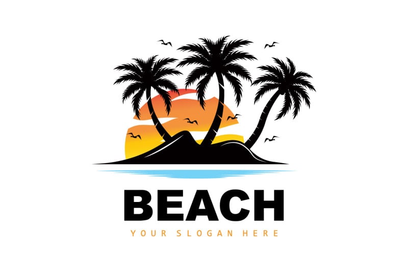 Palm Tree Logo Beach Summer DesignV14 Logo Template