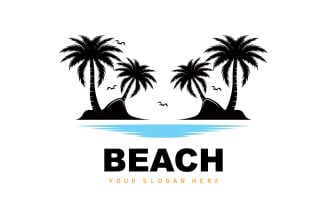 Palm Tree Logo Beach Summer DesignV15