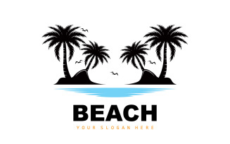 Palm Tree Logo Beach Summer DesignV15