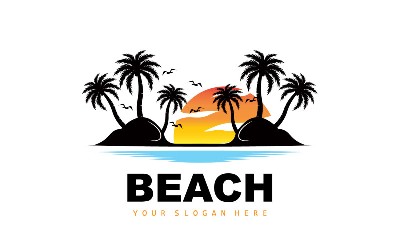 Palm Tree Logo Beach Summer DesignV16 Logo Template