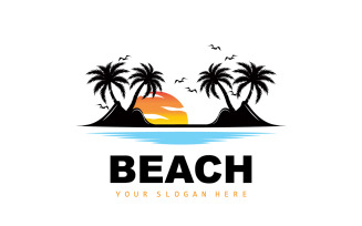 Palm Tree Logo Beach Summer DesignV17