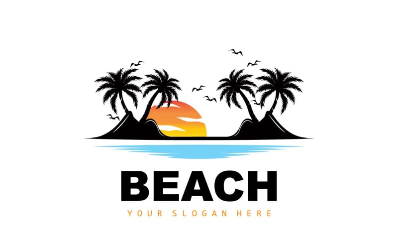 Palm Tree Logo Beach Summer DesignV17 Logo Template
