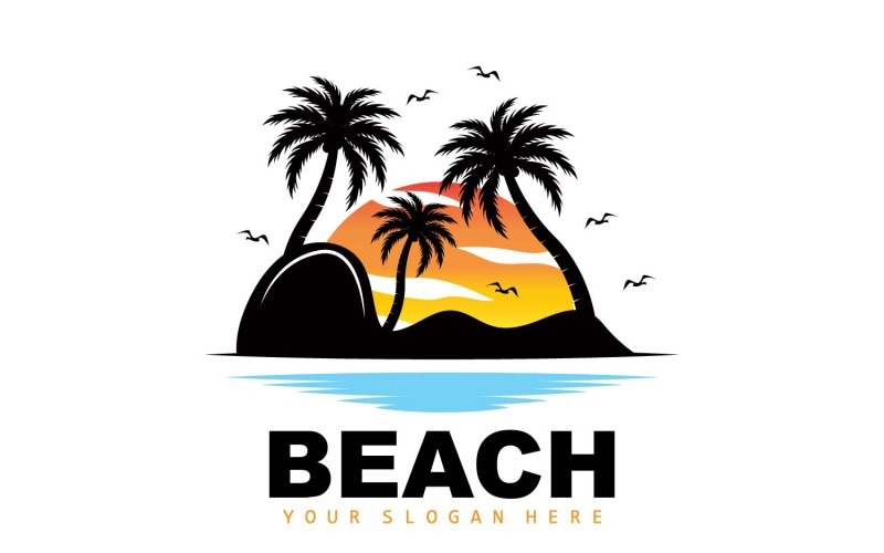 Palm Tree Logo Beach Summer DesignV22 Logo Template