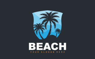 Palm Tree Logo Beach Summer DesignV28